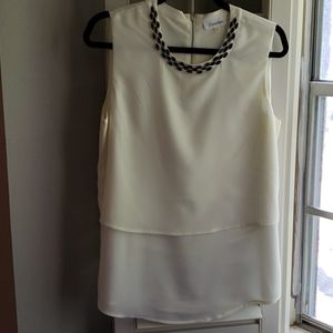 Calvin Klein Layered Sleeveless Jeweled Collar Top